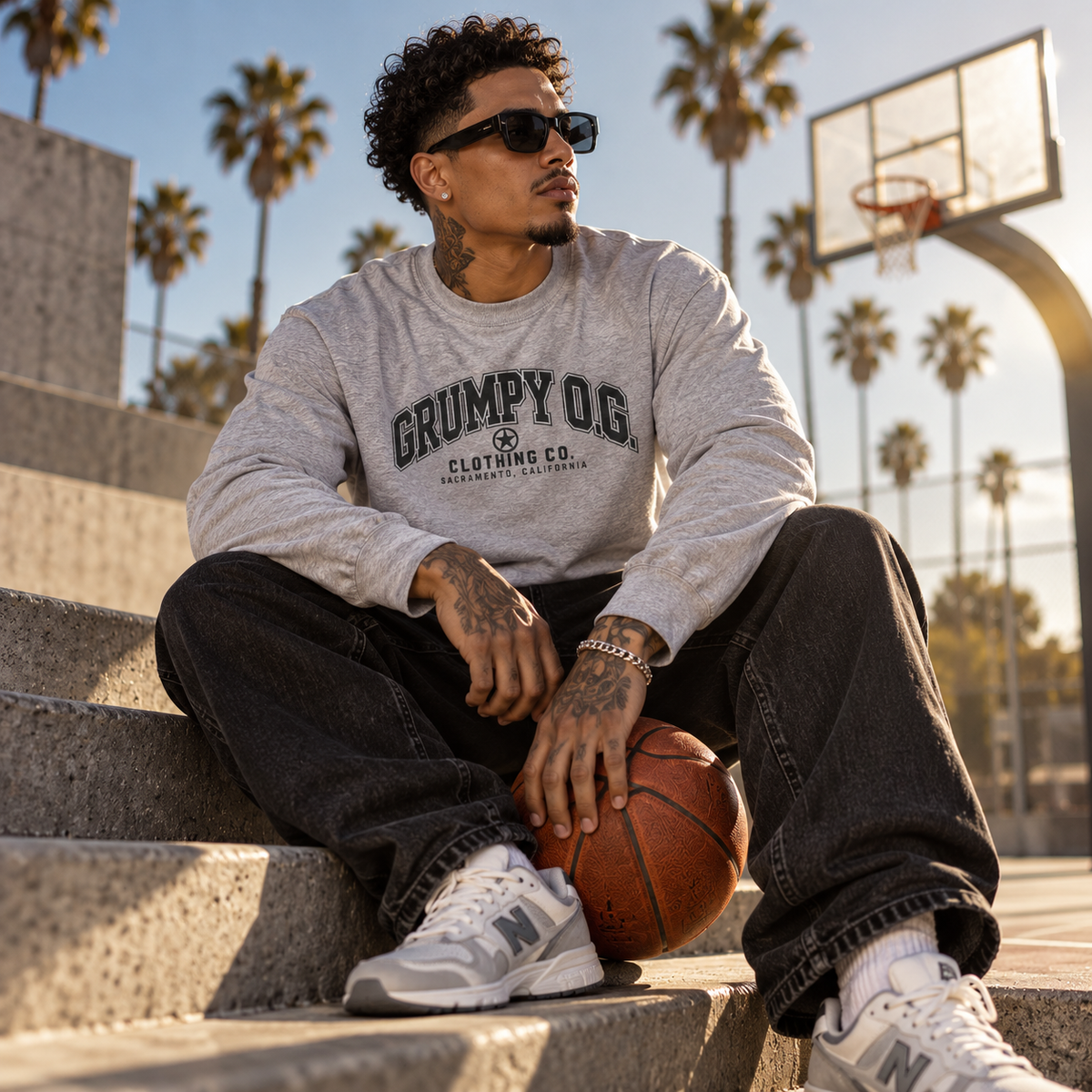O.G. Standard™ — White & Heather Grey Long Sleeve