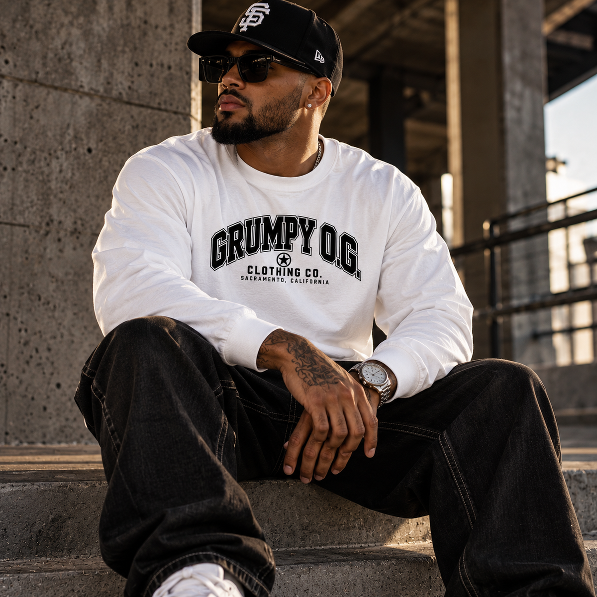 O.G. Standard™ — White & Heather Grey Long Sleeve