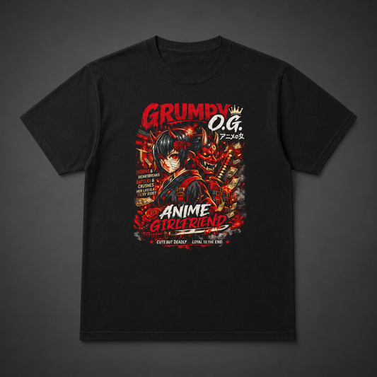 Black Fire Code™ Tee featuring a fiery anime-style woman graphic with red and gold accents, bold lettering and high-impact streetwear artwork on the front.