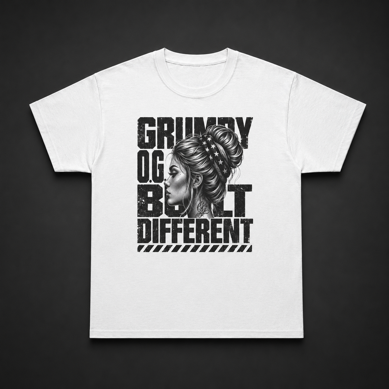 White Rebirth Mode™ Tee featuring bold black rebirth and renewal artwork with a cracked silhouette, motivational messaging and strong women’s streetwear styling on the front.